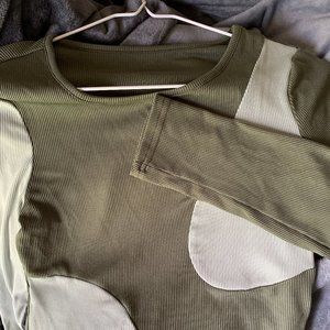 Green Pattern Crop Top